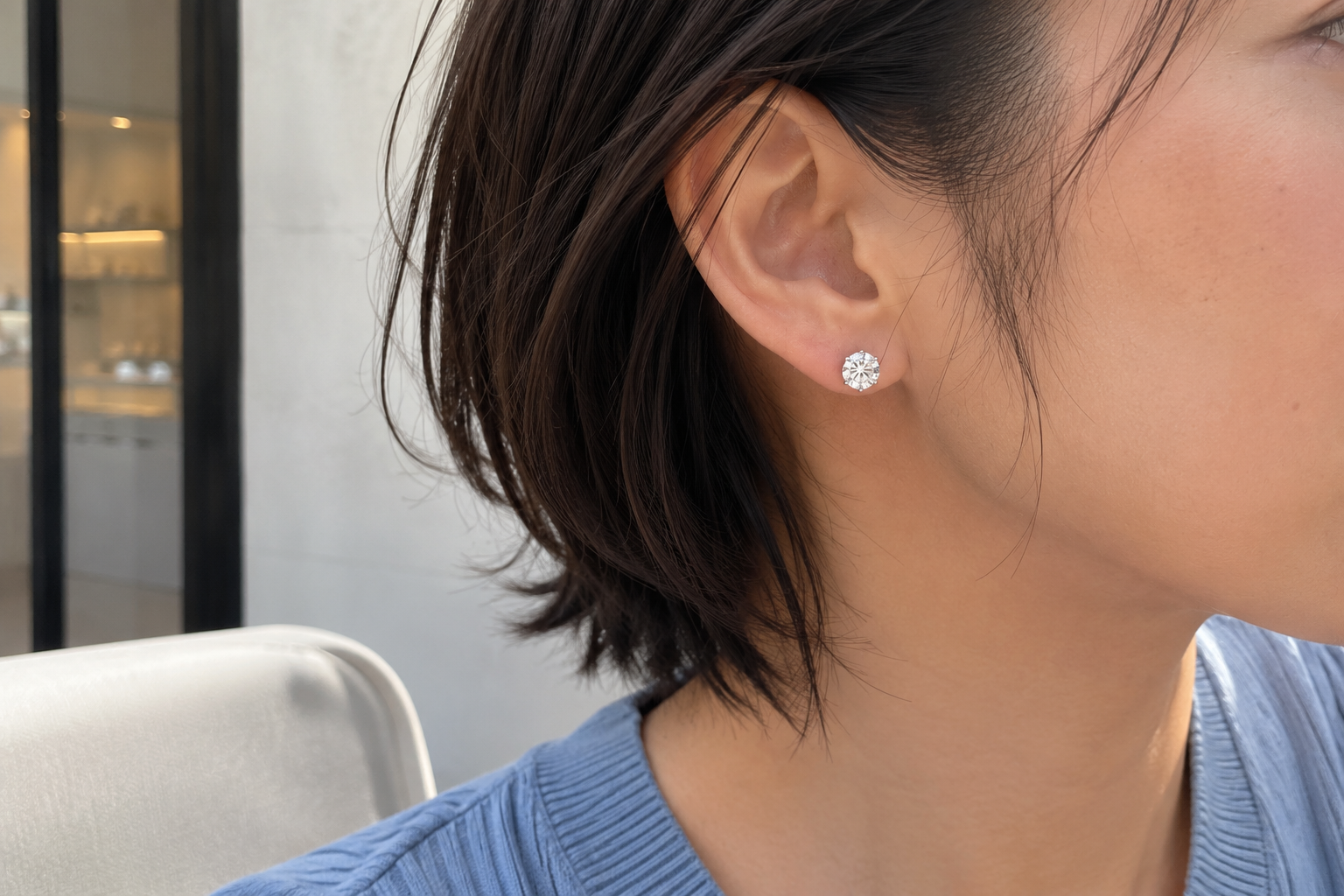 K18 ラウンド LGDスタッドピアス(IGI付)｜0.5～1.0ct