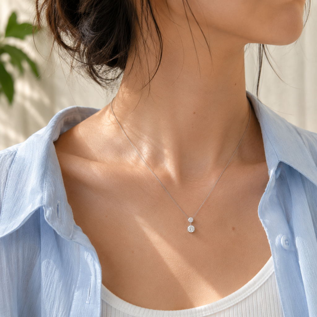 K18 LGDラウンドデュオ ペンダントトップ | 0.3ct＋1.0ct〜2.0ct