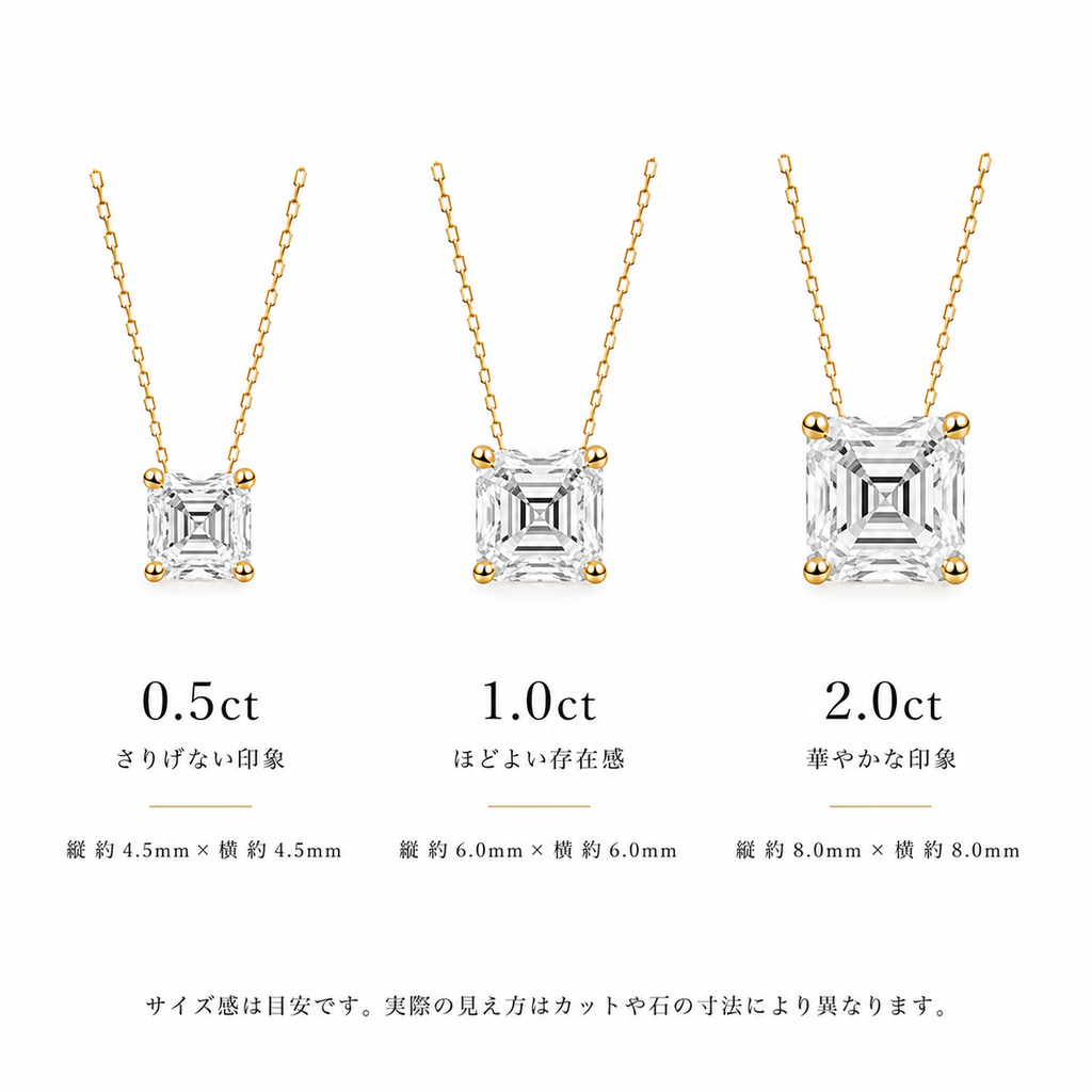 K18 LGDアッシャーカット ペンダントトップ | 1.0ct〜2.0ct