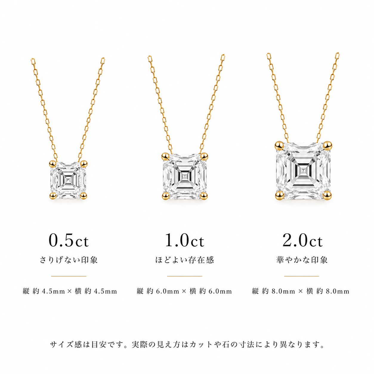 K18 LGDアッシャーカット ペンダントトップ | 1.0ct〜2.0ct
