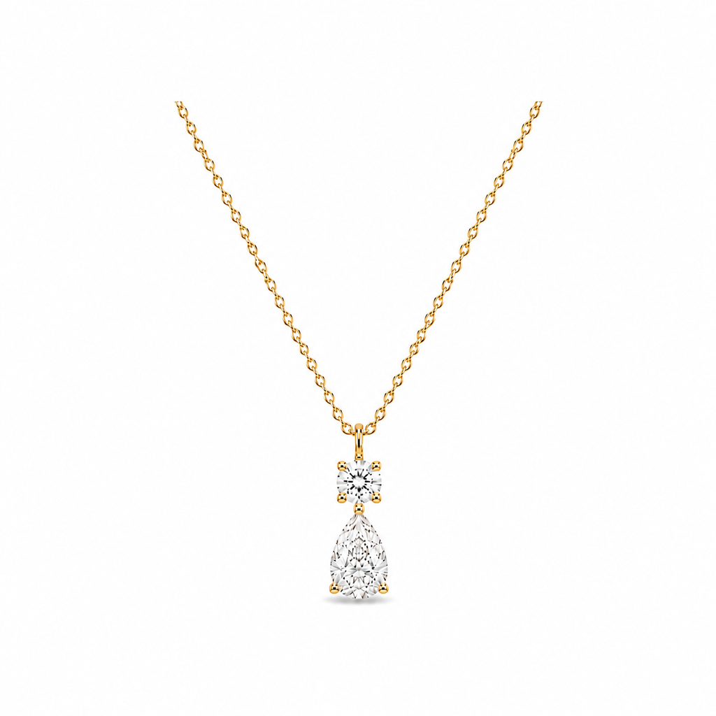 K18 LGDラウンド＆ペアデュオ ペンダントトップ | 0.3ct＋1.0ct〜2.0ct