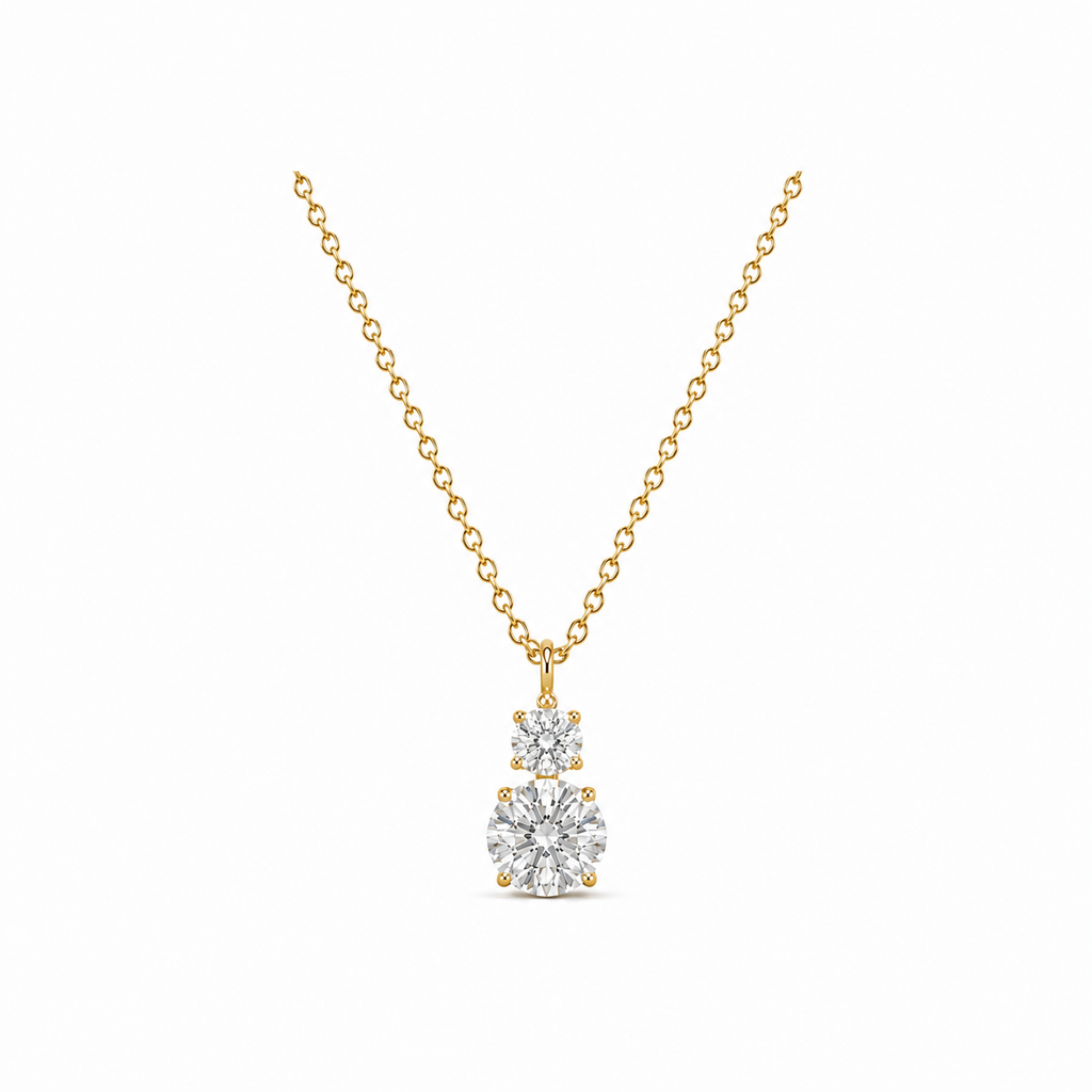 K18 LGDラウンドデュオ ペンダントトップ | 0.3ct＋1.0ct〜2.0ct