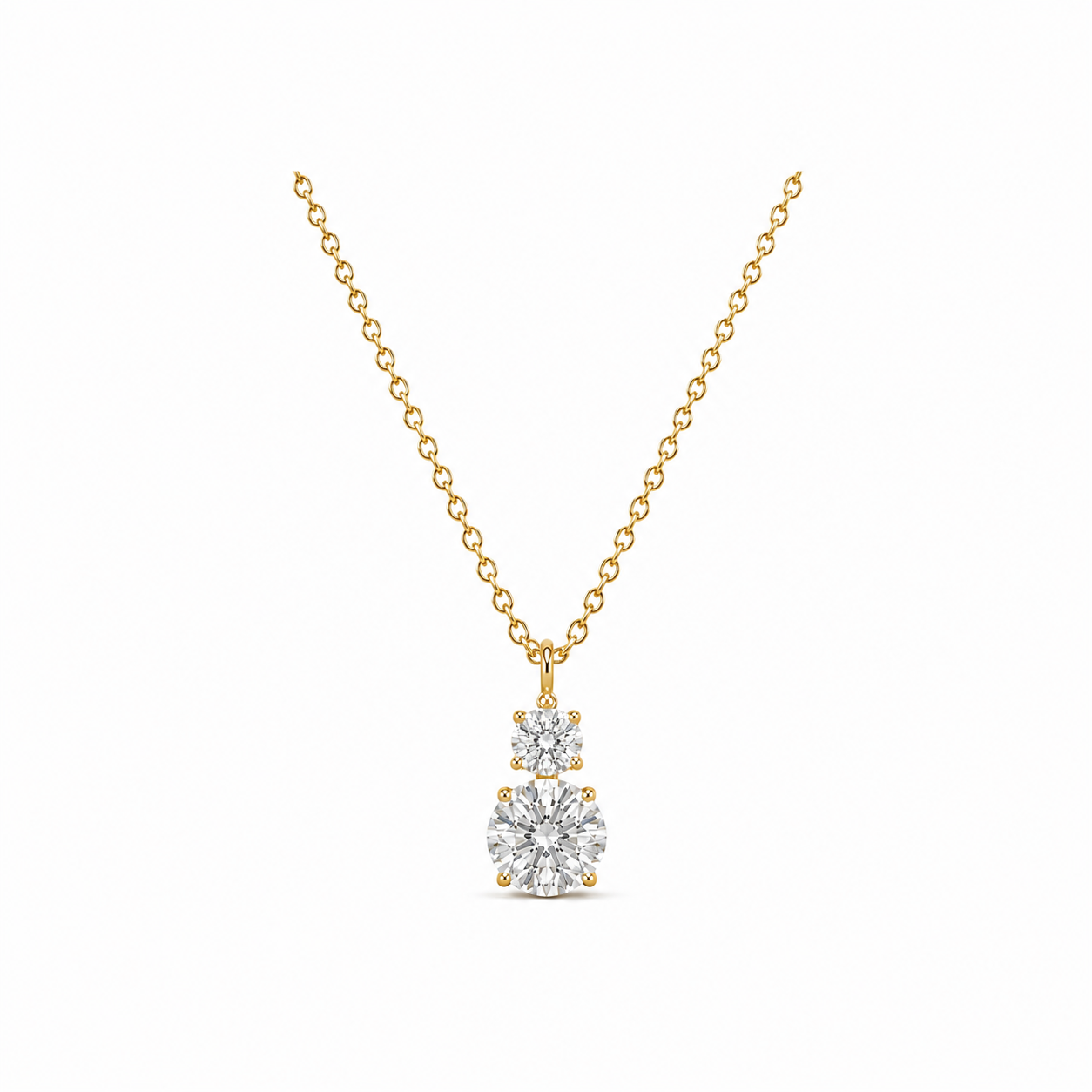 K18 LGDラウンドデュオ ペンダントトップ | 0.3ct＋1.0ct〜2.0ct