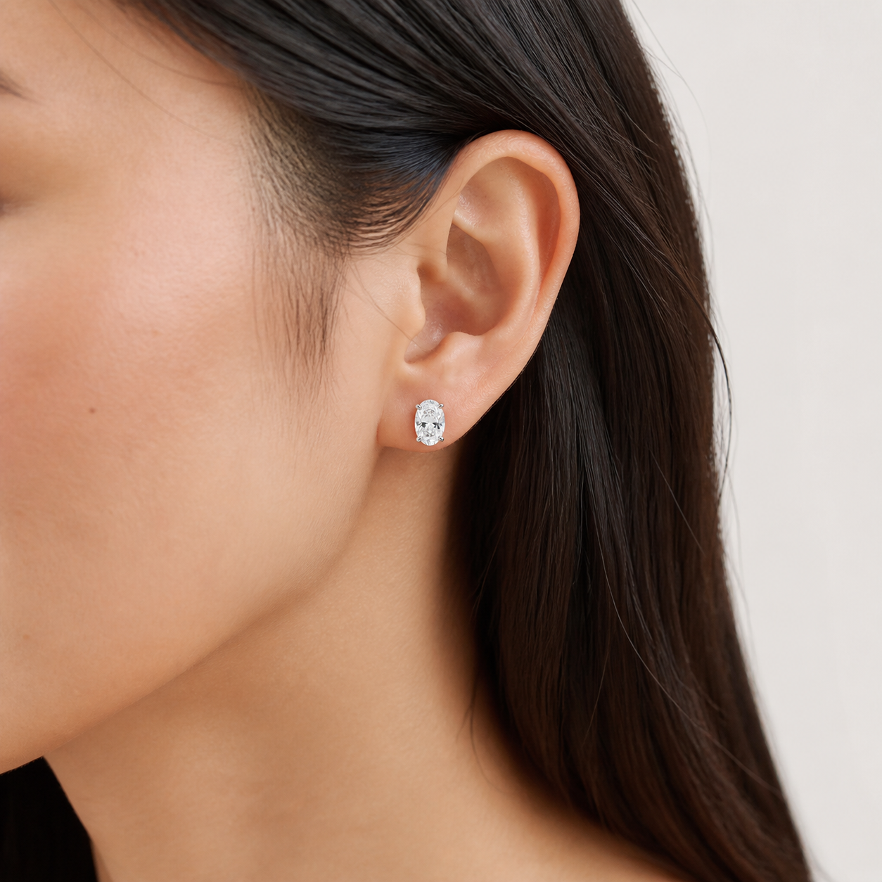 Oval Diamond Stud Earrings| K14/K18 , 1.0ct～4.0ct