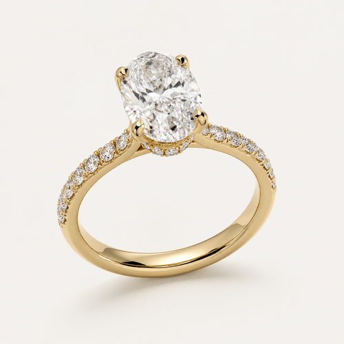 BRILLIANCE Oval Hidden Halo Pavé Ring | K14/K18,1.0ct～2.0ct