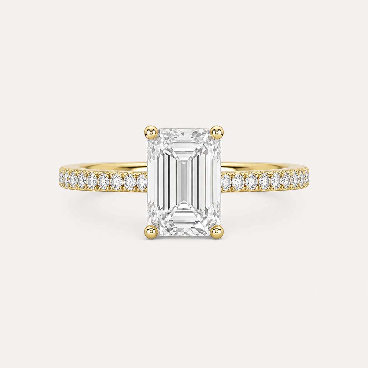 BRILLIANCE Emerald Pavé Solitaire Ring | K14/K18,1.0ct～2.0ct