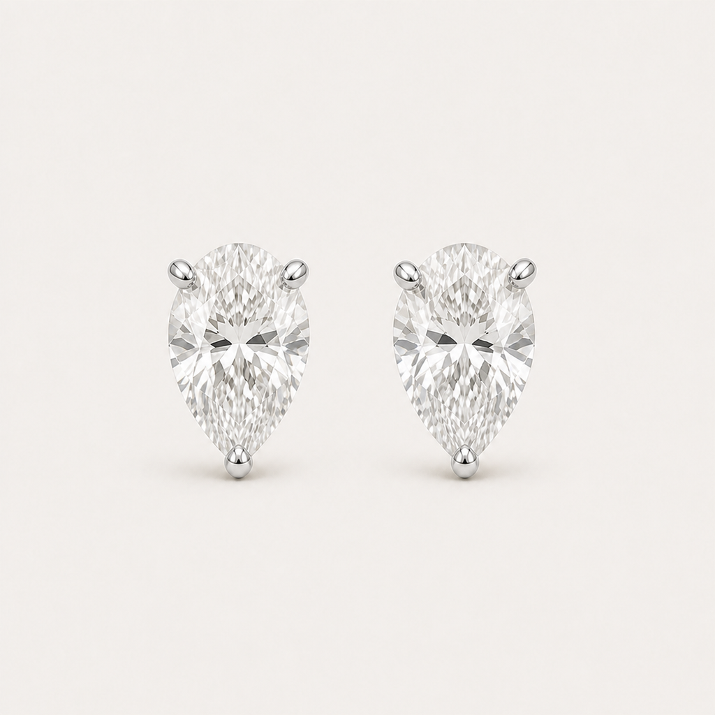 Pear Diamond Stud Earrings | K14/K18 , 1.0ct～4.0ct