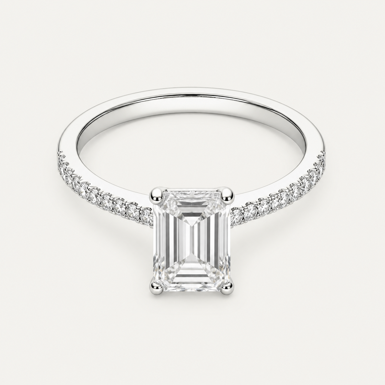 BRILLIANCE Emerald Pavé Solitaire Ring | K14/K18,1.0ct～2.0ct