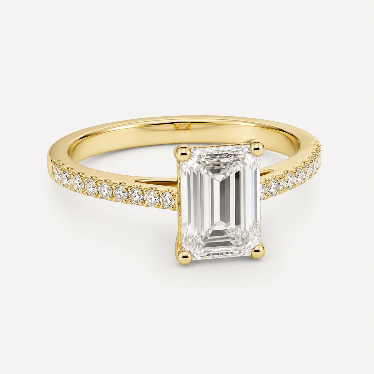 BRILLIANCE Emerald Pavé Solitaire Ring | K14/K18,1.0ct～2.0ct
