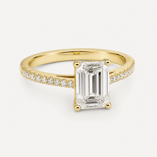 BRILLIANCE Emerald Pavé Solitaire Ring | K14/K18,1.0ct～2.0ct