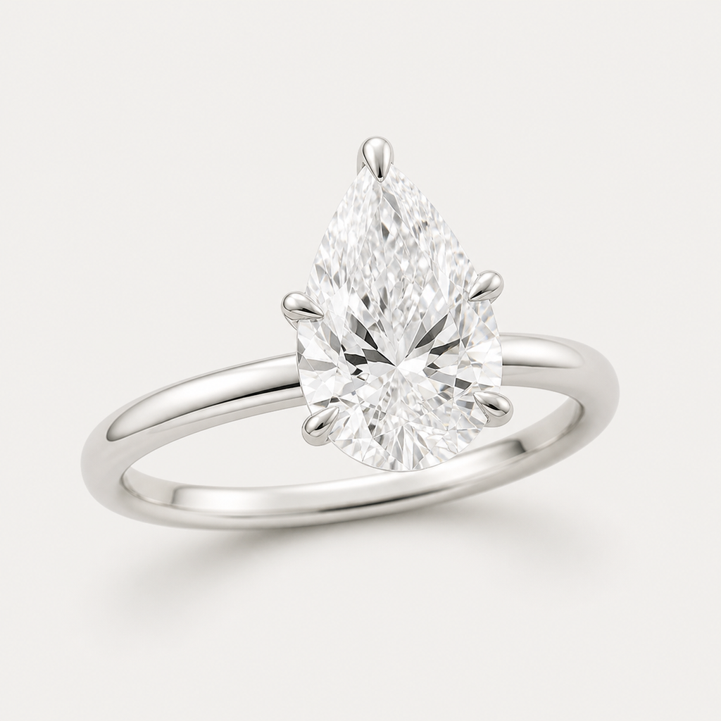 CLASSIC Pear Solitaire Ring | K14/K18, 1.0ct～2.0ct