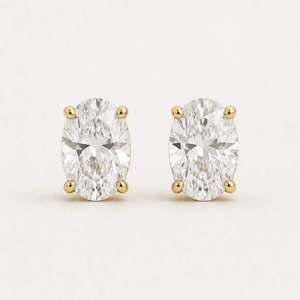 Oval Diamond Stud Earrings| K14/K18 , 1.0ct～4.0ct
