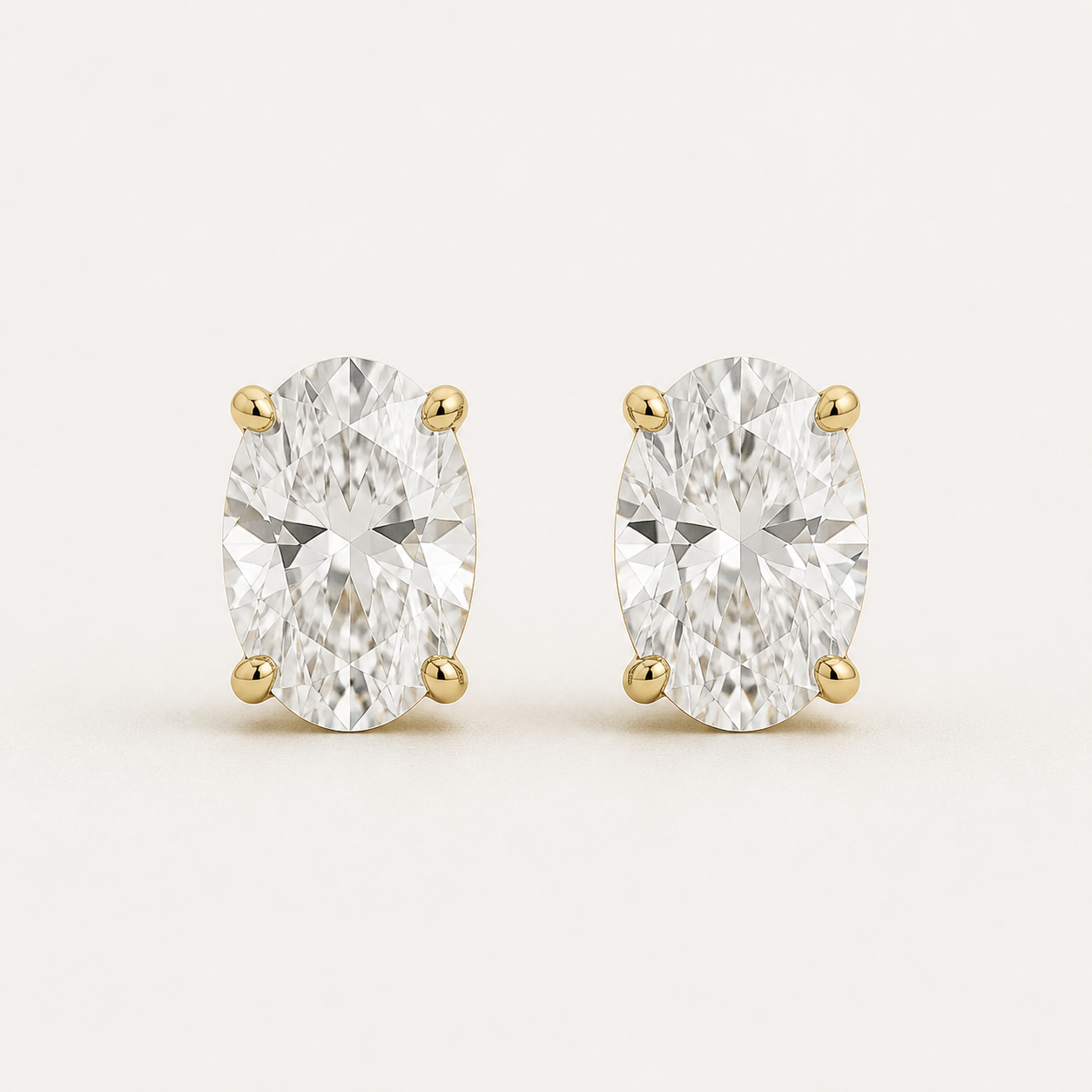 Oval Diamond Stud Earrings| K14/K18 , 1.0ct～4.0ct