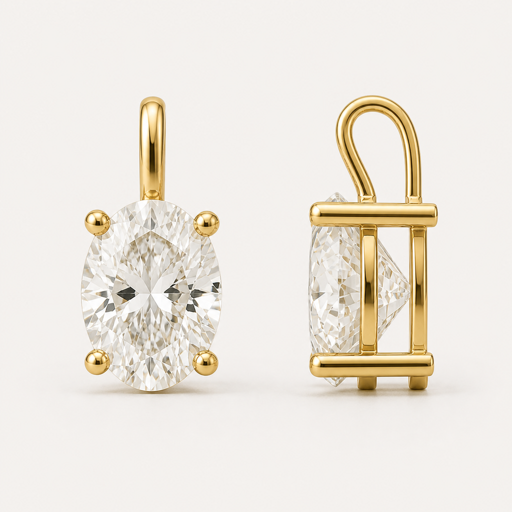 Oval Solitaire Diamond Pendant Top | K14/K18 , 1.0ct～2.0ct