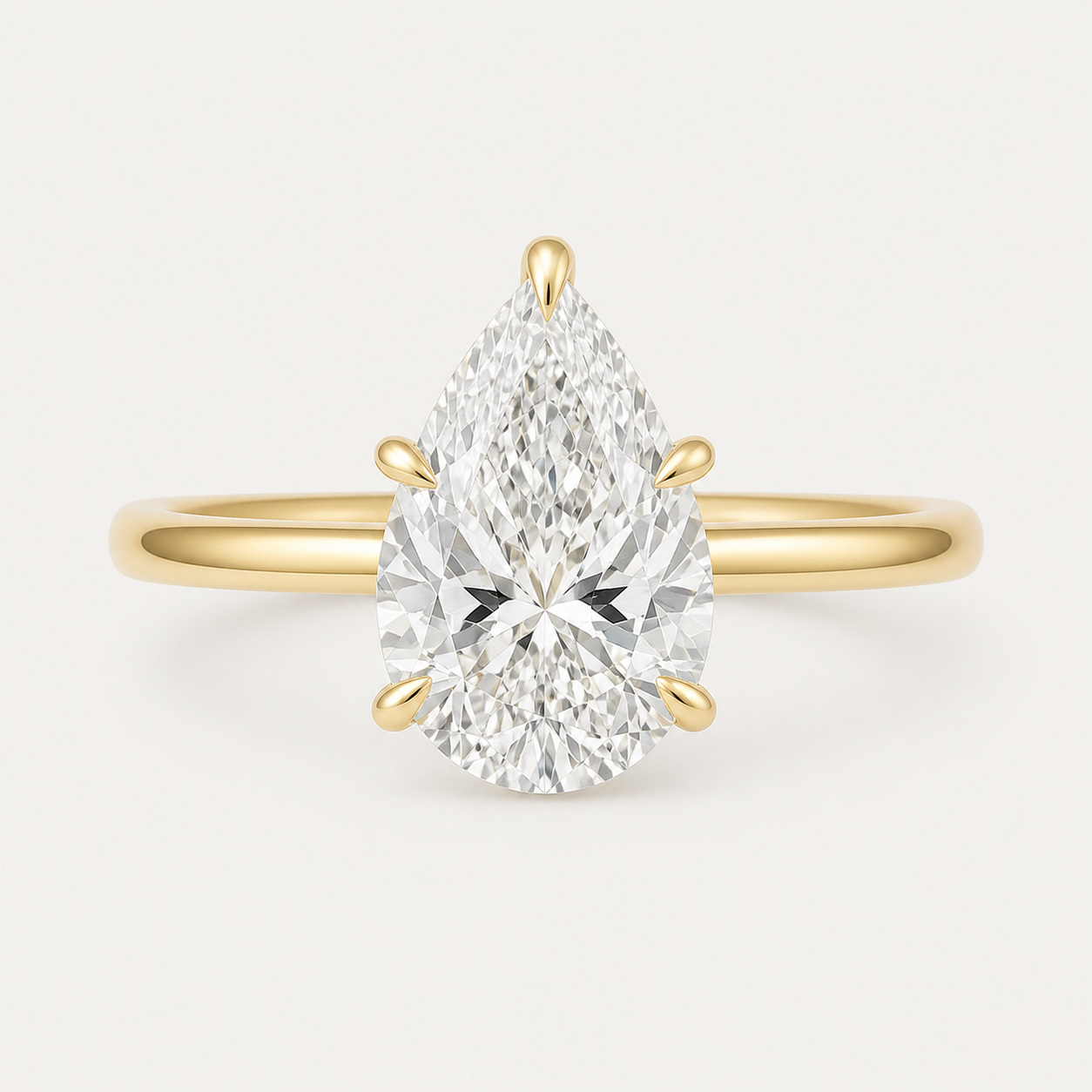 CLASSIC Pear Solitaire Ring | K14/K18, 1.0ct～2.0ct