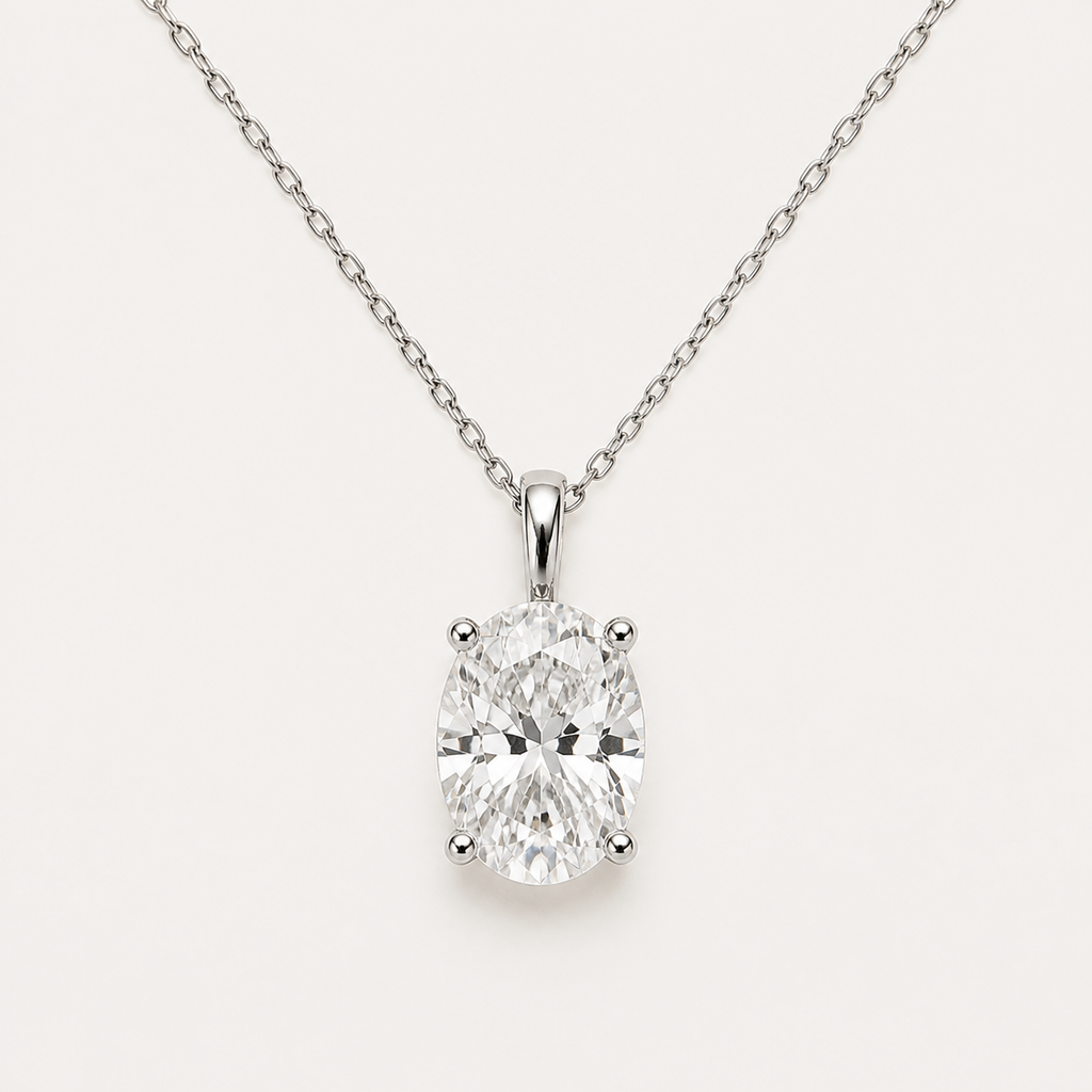Oval Solitaire Diamond Pendant Top | K14/K18 , 1.0ct～2.0ct