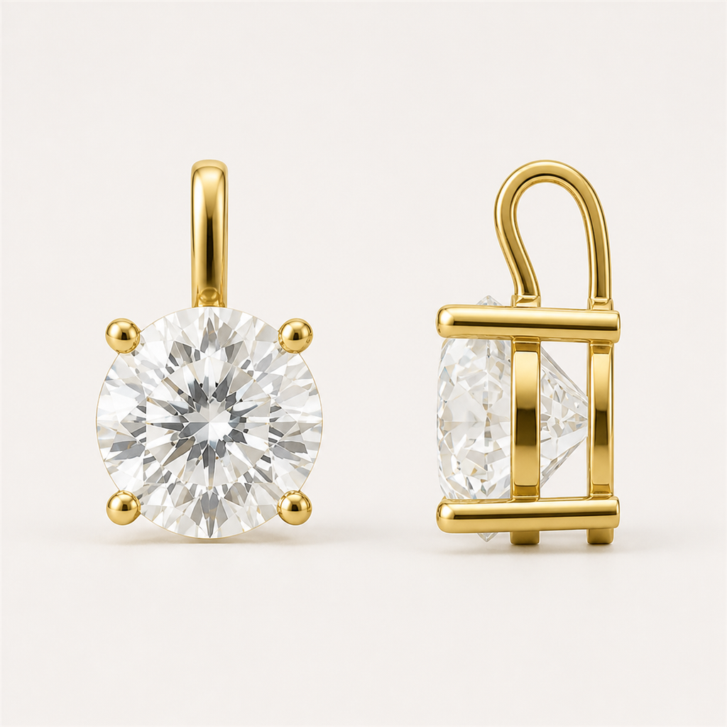 Round Solitaire Diamond Pendant Top | K14/K18 , 1.0ct～2.0ct