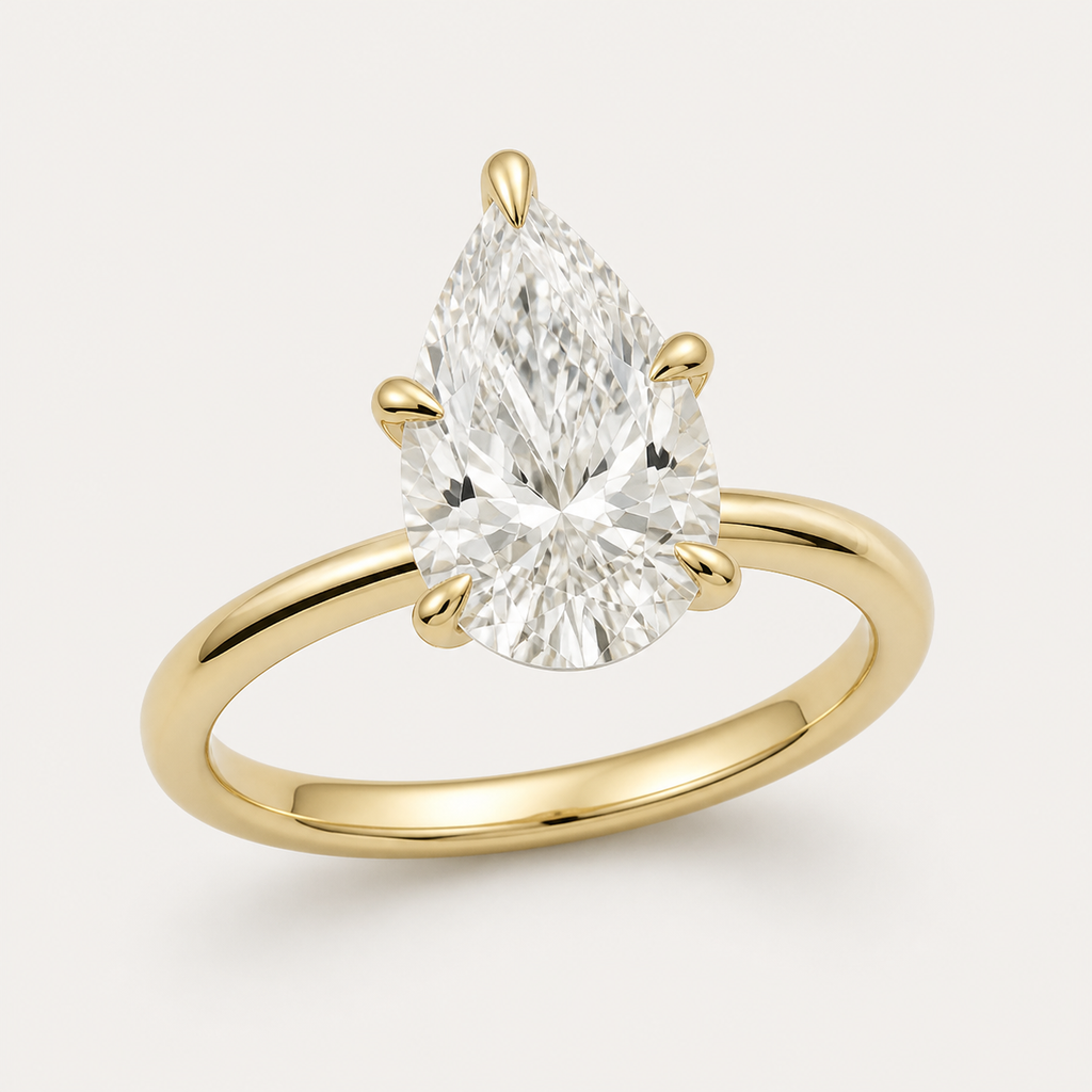 CLASSIC Pear Solitaire Ring | K14/K18, 1.0ct～2.0ct