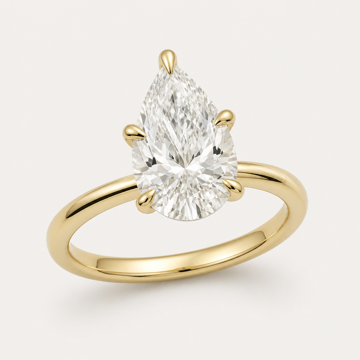 CLASSIC Pear Solitaire Ring | K14/K18, 1.0ct～2.0ct