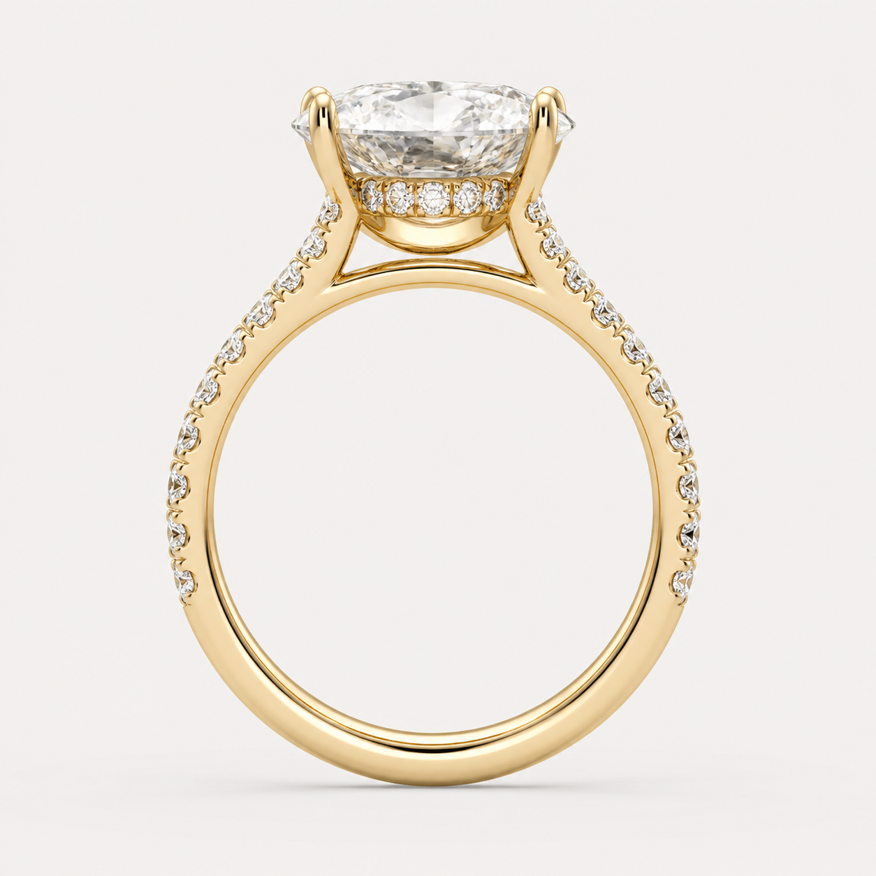 BRILLIANCE Oval Hidden Halo Pavé Ring | K14/K18,1.0ct～2.0ct
