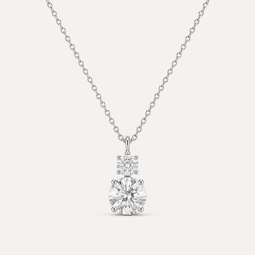 Duo Round Diamond Pendant Top | K14/K18 , 1.3ct～2.3ct