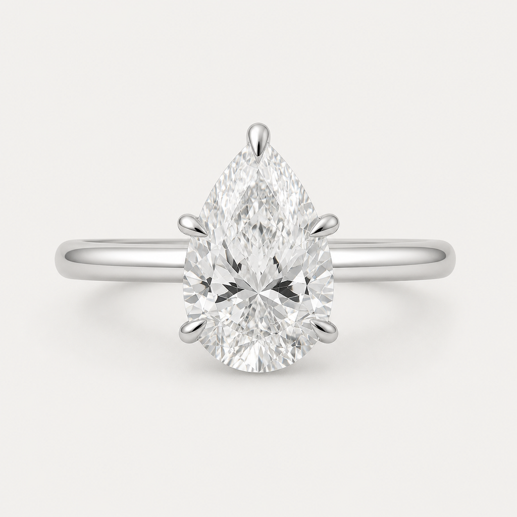 CLASSIC Pear Solitaire Ring | K14/K18, 1.0ct～2.0ct