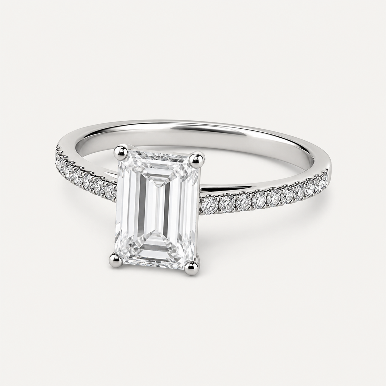 BRILLIANCE Emerald Pavé Solitaire Ring | K14/K18,1.0ct～2.0ct