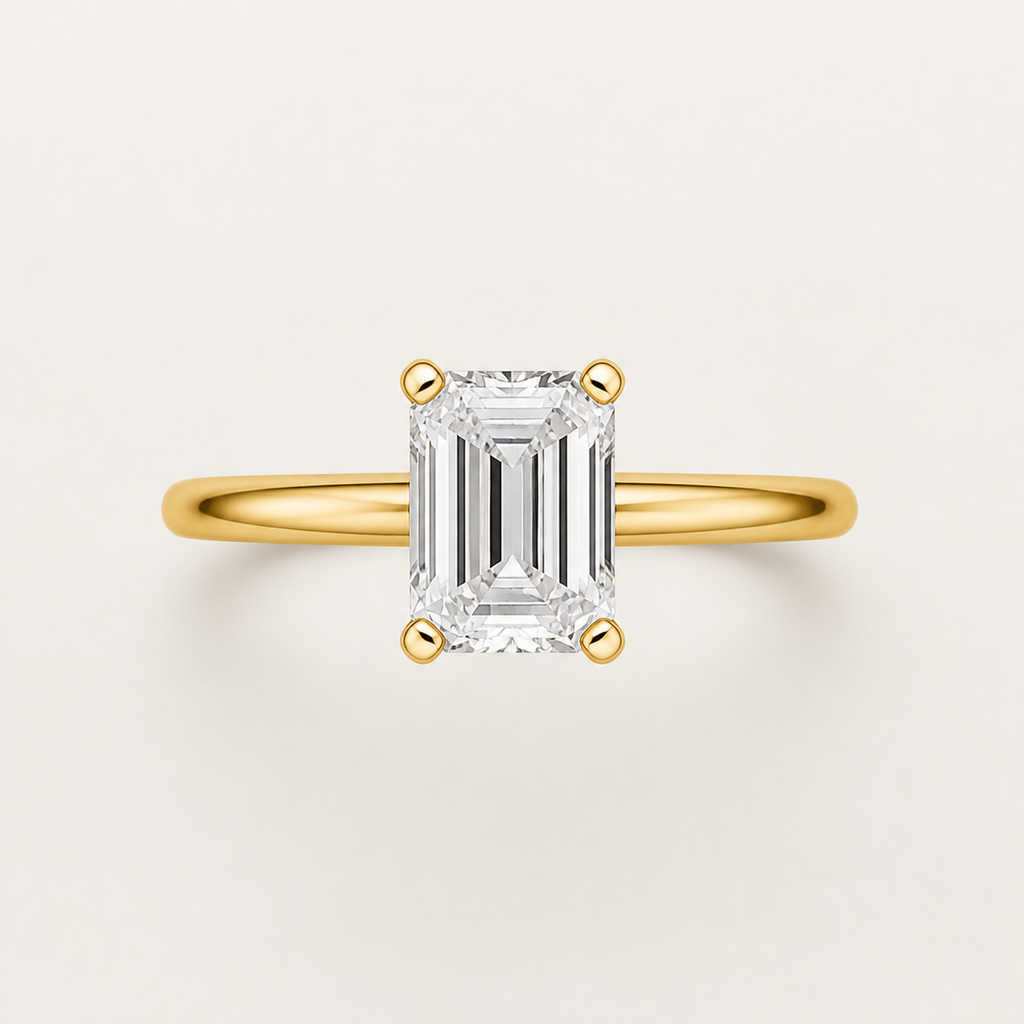 CLASSIC Emerald Solitaire Ring | K14/K18, 1.0ct～2.0ct