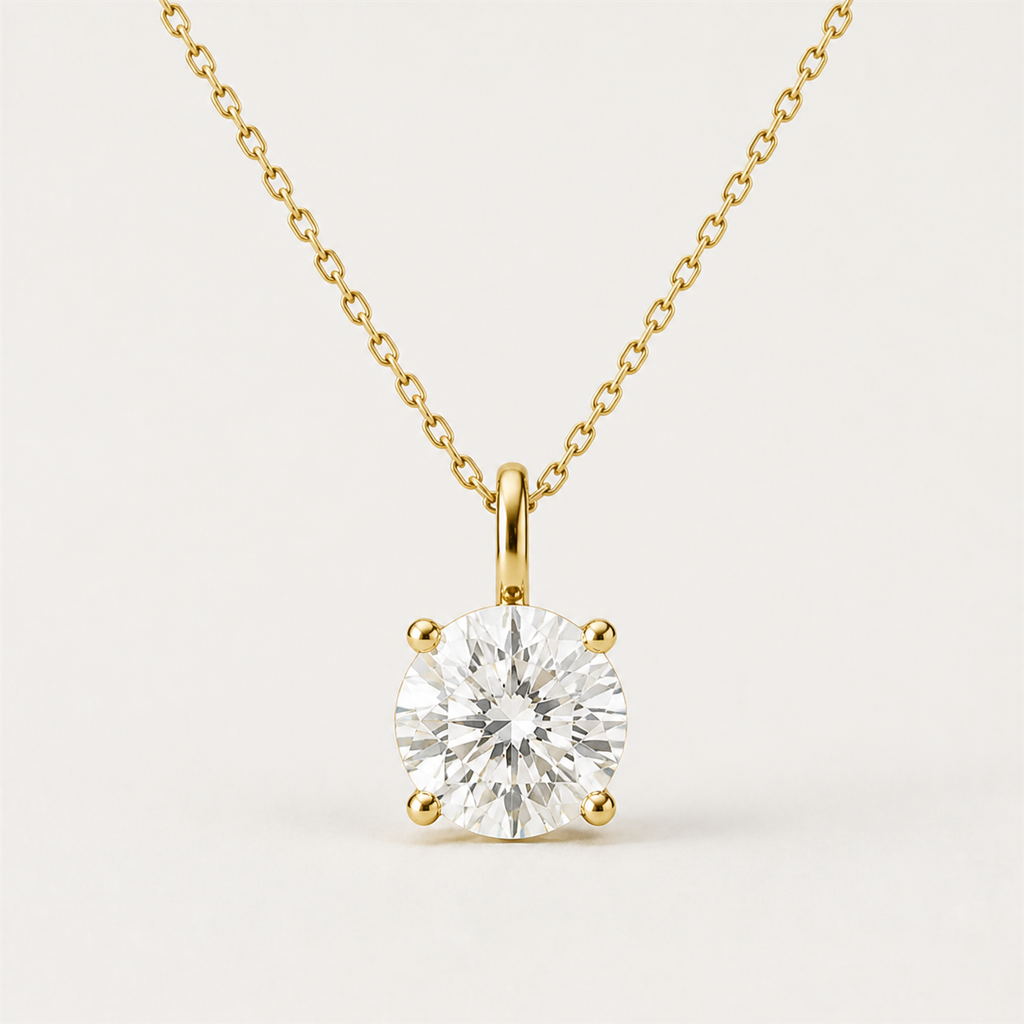 Round Solitaire Diamond Pendant Top | K14/K18 , 1.0ct～2.0ct