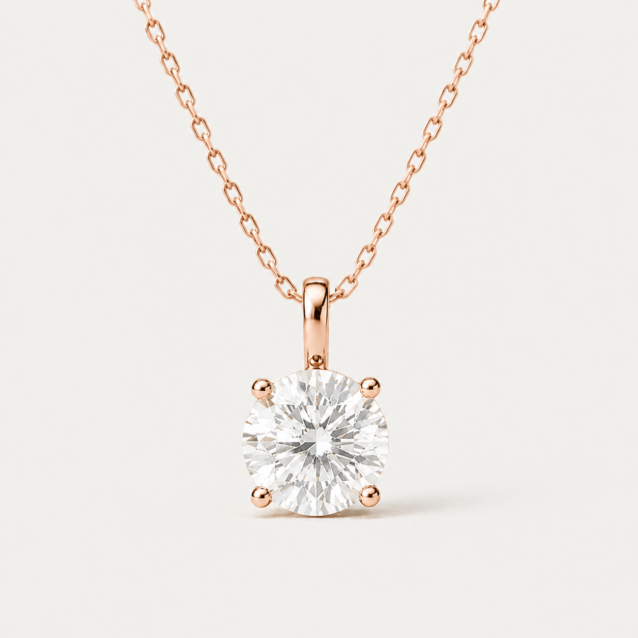 Round Solitaire Diamond Pendant Top | K14/K18 , 1.0ct～2.0ct