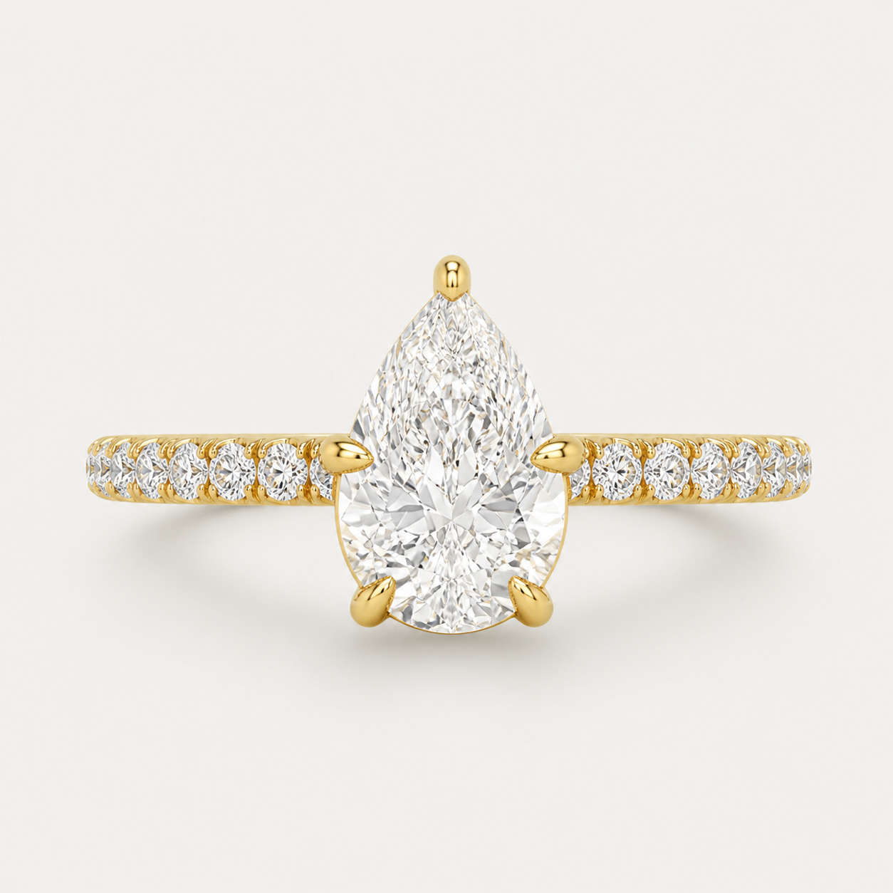 BRILLIANCE Pear Hidden Halo Pavé Ring | K14/K18,1.0ct～2.0ct
