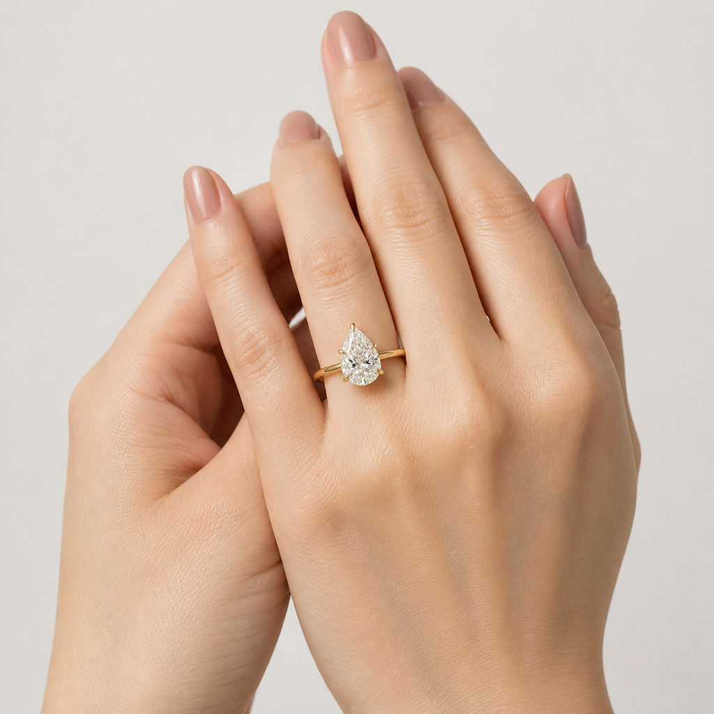 CLASSIC Pear Solitaire Ring | K14/K18, 1.0ct～2.0ct