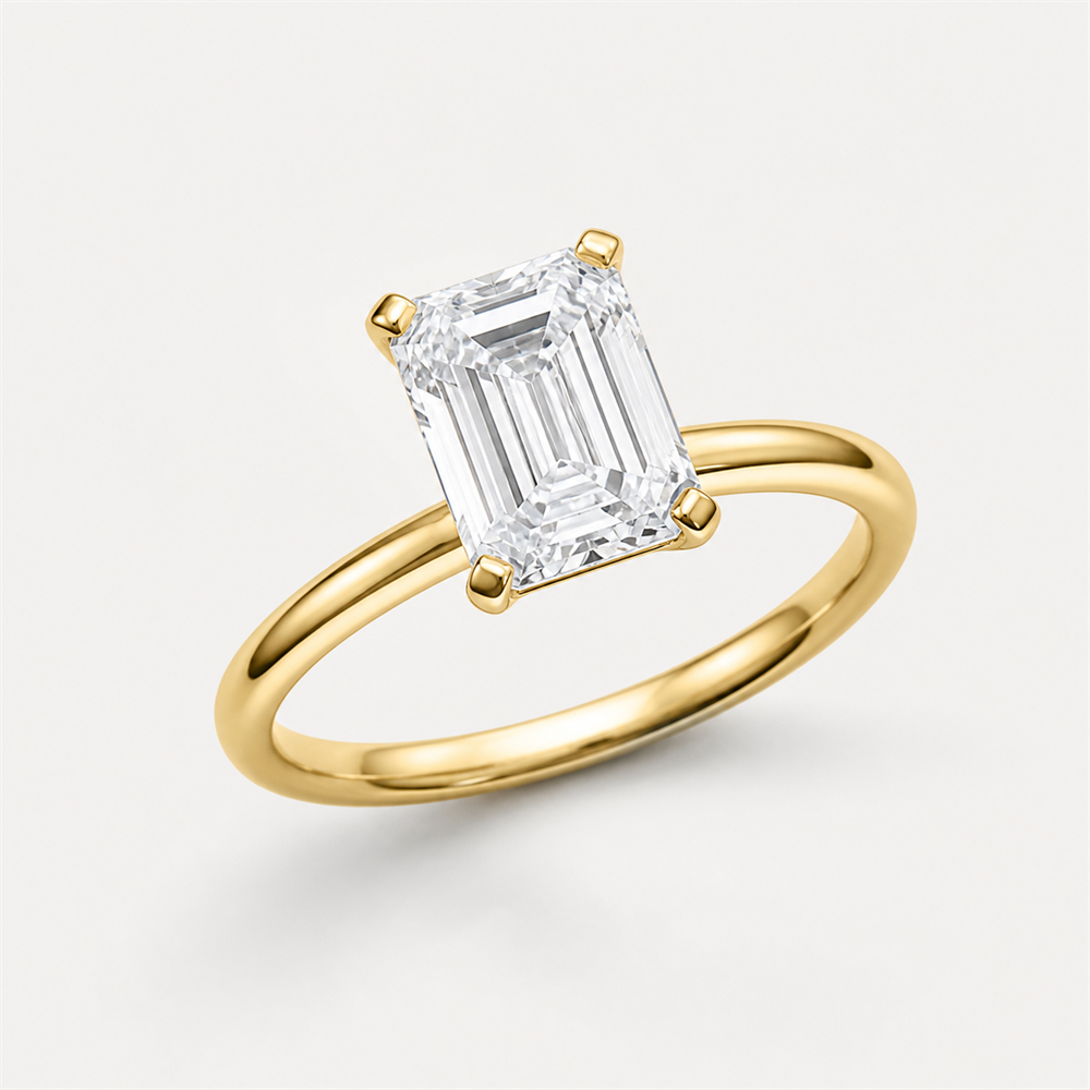 CLASSIC Emerald Solitaire Ring | K14/K18, 1.0ct～2.0ct