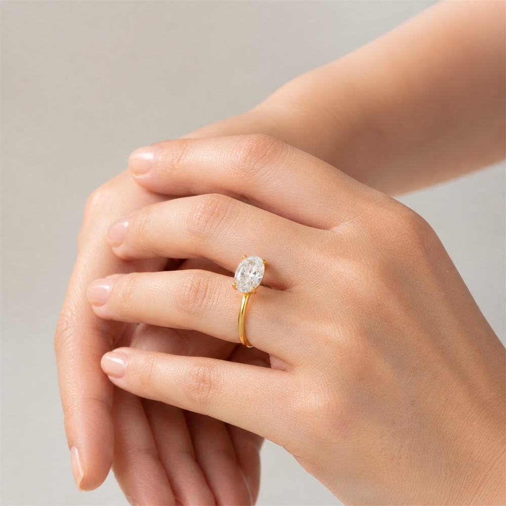 CLASSIC Oval Solitaire Ring | K14/K18, 1.0ct～2.0ct