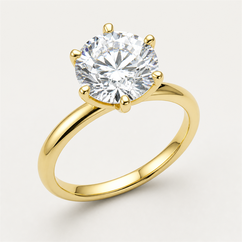 CLASSIC Round Solitaire Ring | K14/K18, 1.0ct～2.0ct