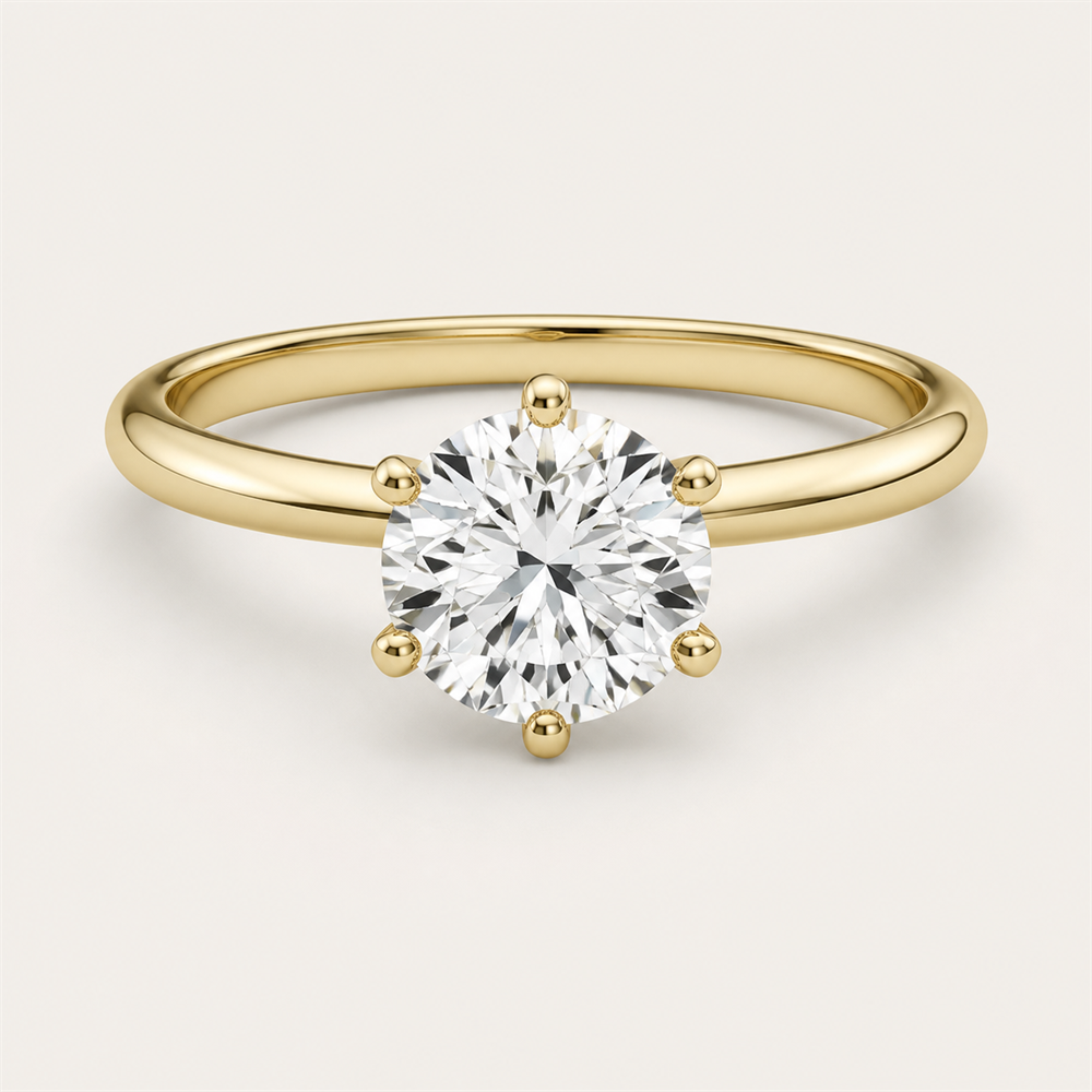CLASSIC Round Solitaire Ring | K14/K18, 1.0ct～2.0ct